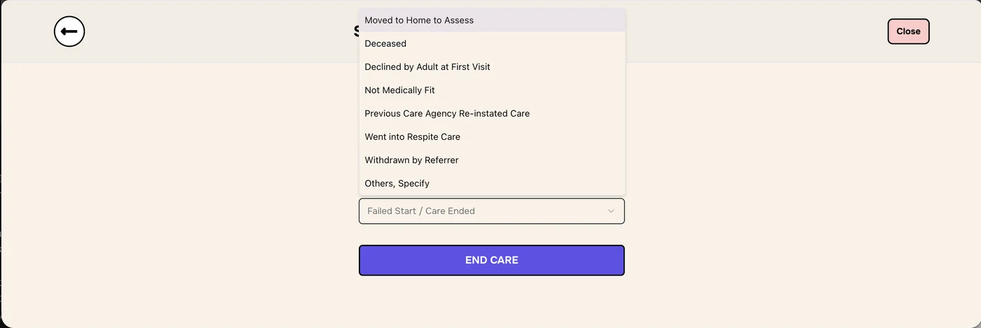 Reason for Failed Start menu open, listing eight reasons