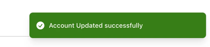 Green message: Account Updated successfully