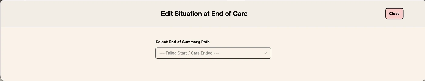 Edit Situation at End of Care with Select End of Summary Path